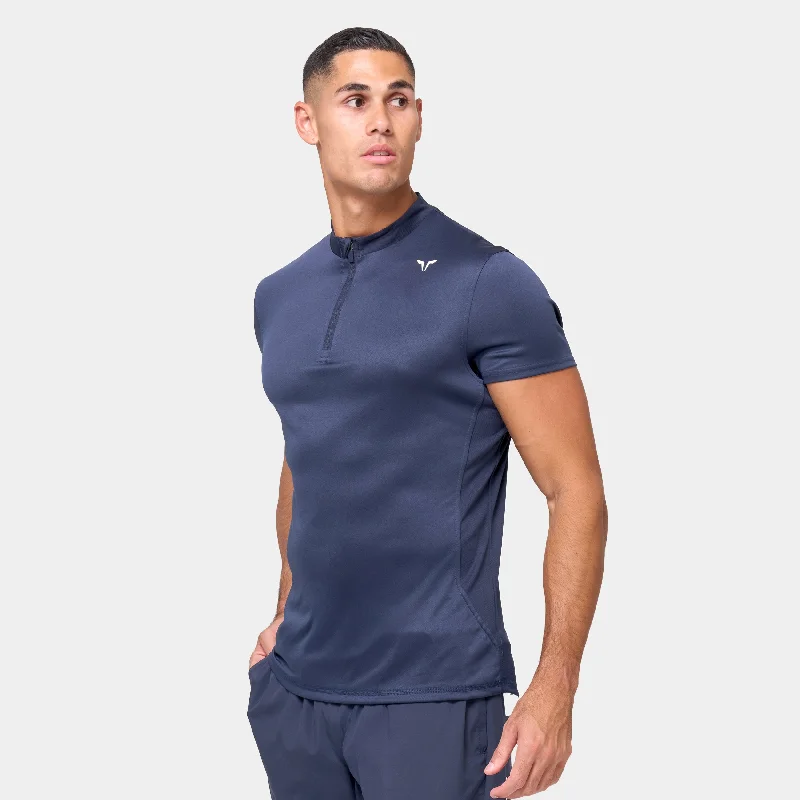 Essential Short Sleeve Zip Up Top - Navy Unique Men's Patch