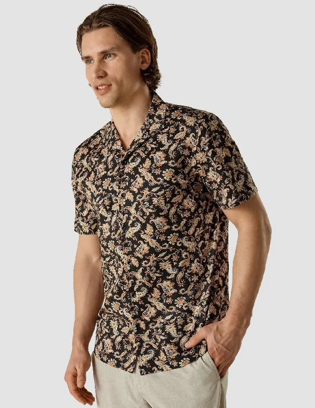 Bowling Short Sleeve Shirt Dark Paisley Youthful Men's Pop