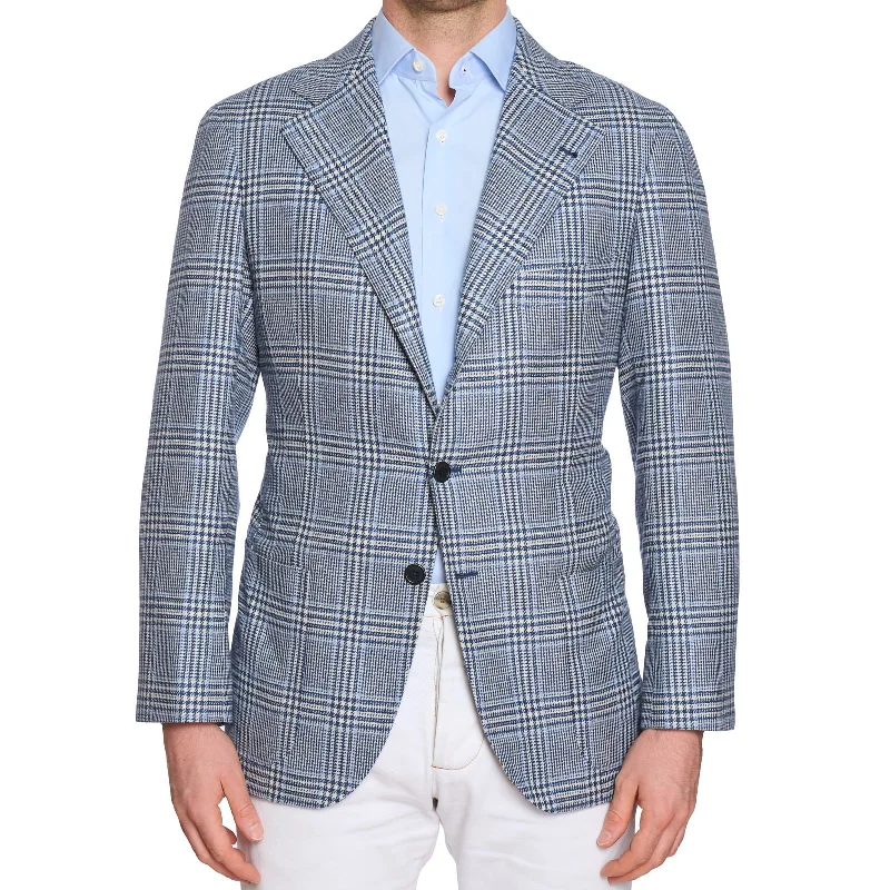 SARTORIA CIARDI Bespoke Handmade Blue Prince of Wales Wool Jacket EU 50 NEW US 40 Confident Men's Power