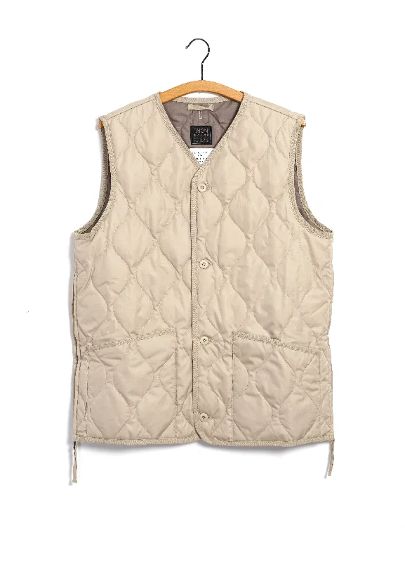 DOWN VEST | Military V-Neck Down Vest | Cream Traditional Men's Wool