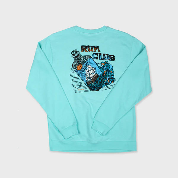 Flomotion Rum Club Pull Over Crew Sweatshirt - Mint Unique Men's Upcycled