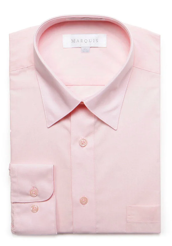 Marquis Men's Classic Fit Solid Dress Shirt - Pink Athletic Men's High