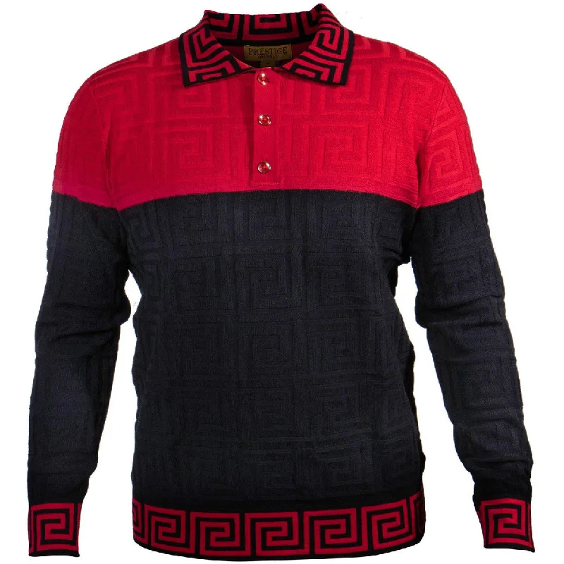 Prestige Red Black Two Tone Polo Shirt Modern Men's Tech