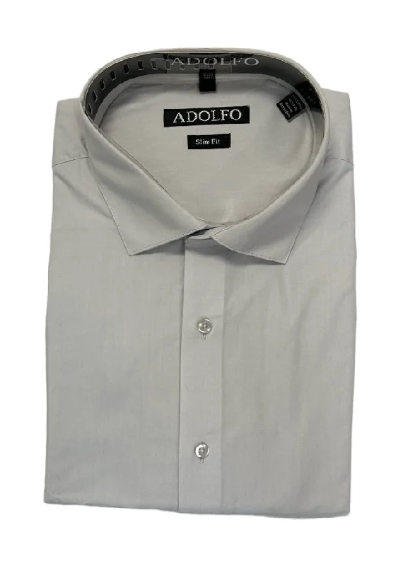 Adolfo Mens Slim Fit Dress Shirt - Light Grey Gym