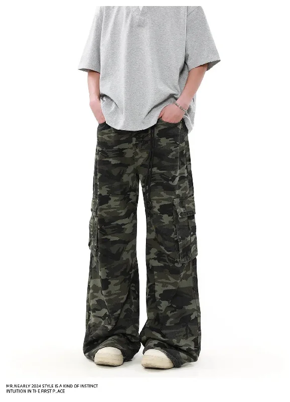 Camo Print Flap Pocket Cargo Pants Elegant Men's Cashmere