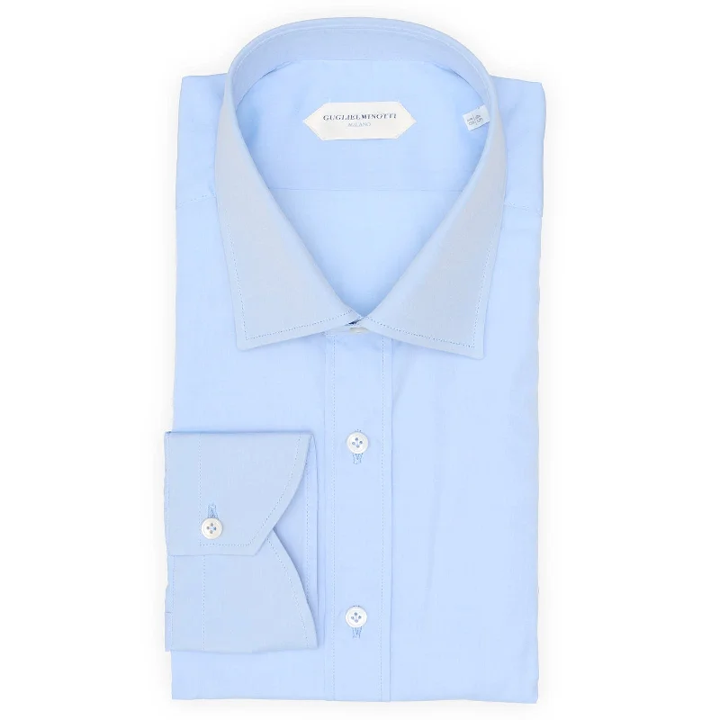 GUGLIELMINOTTI Milano Blue Melange Cotton Dress Shirt EU 45 NEW US 18 Refined Men's Hand