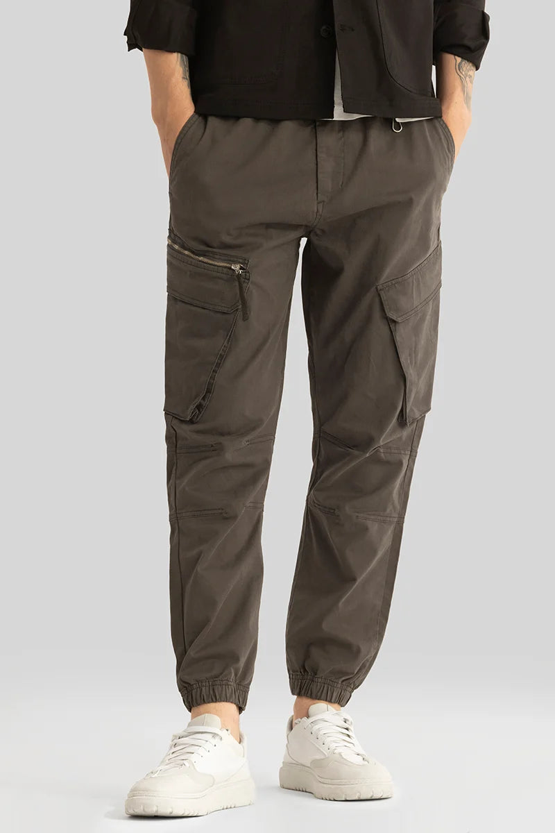 Thibaut Dark Brown Relaxed Fit Cargo Pant Polished Men's Silk