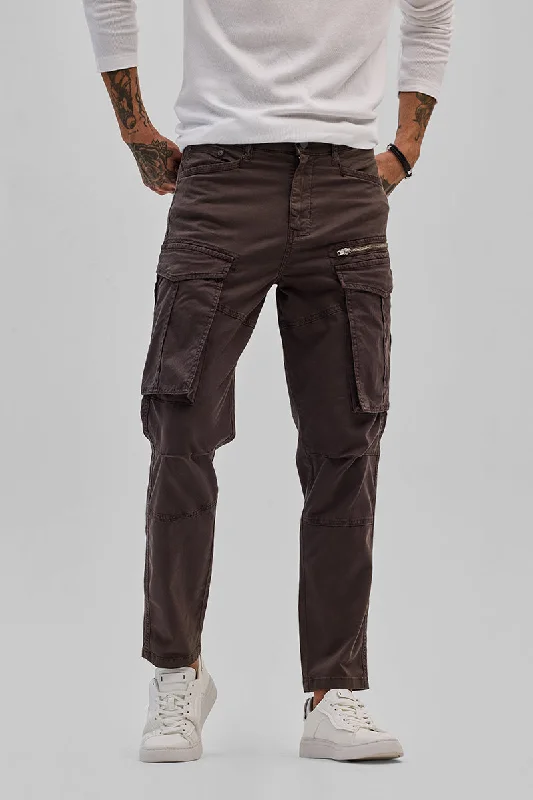 Brown Relaxed Fit Cargo Pants Cozy Men's Sherpa