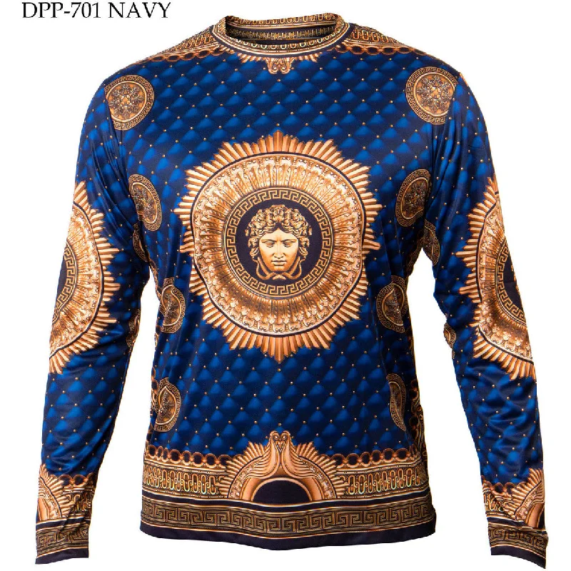 PRESTIGE VERSACE INSPIRED NAVY GOLD SHIRT Traditional Men's Country