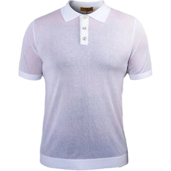 PRESTIGE POLO WHITE 3 BUTTON SHIRT Elegant Men's Cashmere