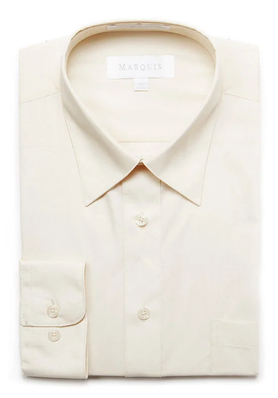 Marquis Men's Classic Fit Solid Dress Shirt - Ecru Elegant Men's Cashmere