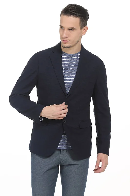 Comfort Fit 2 Button Knit Blazer Elegant Men's Formal 