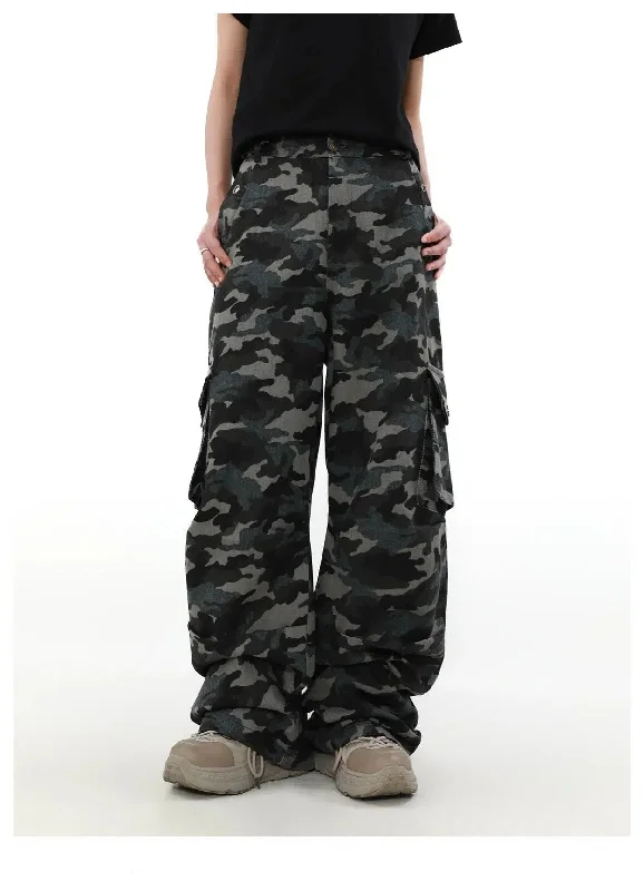 Camo Print Pocket Detail Cargo Pants Cclassic Men's Tweed