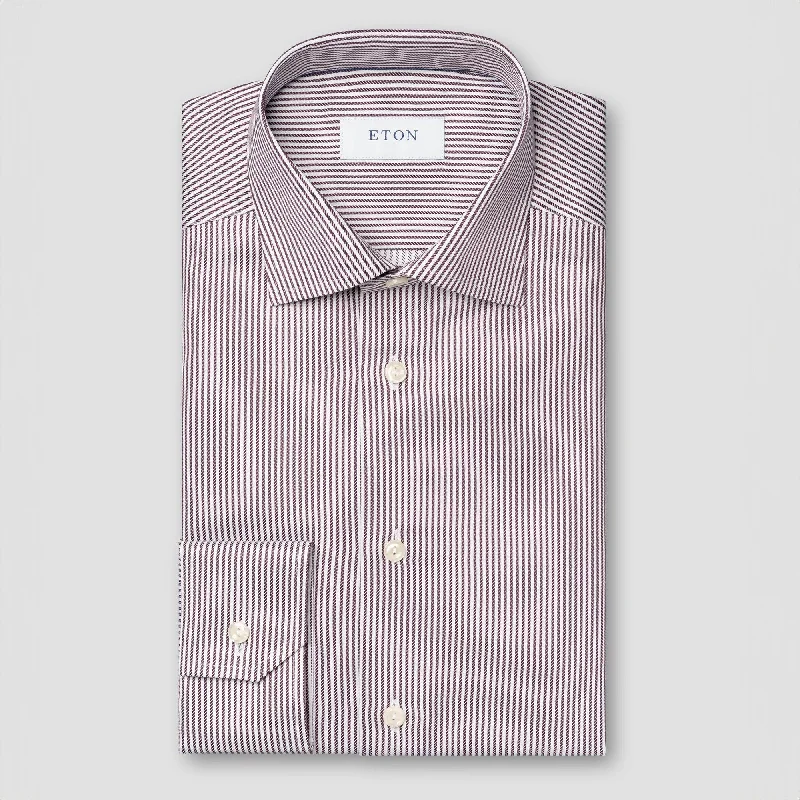 Burgundy Fine Striped Signature Twill Slim Fit Shirt - ETON Confident Men's Power