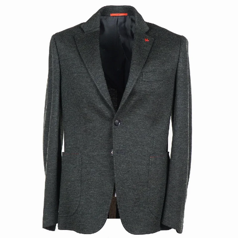 Isaia Pique Jersey Wool Sport Coat Hip Men's Retro