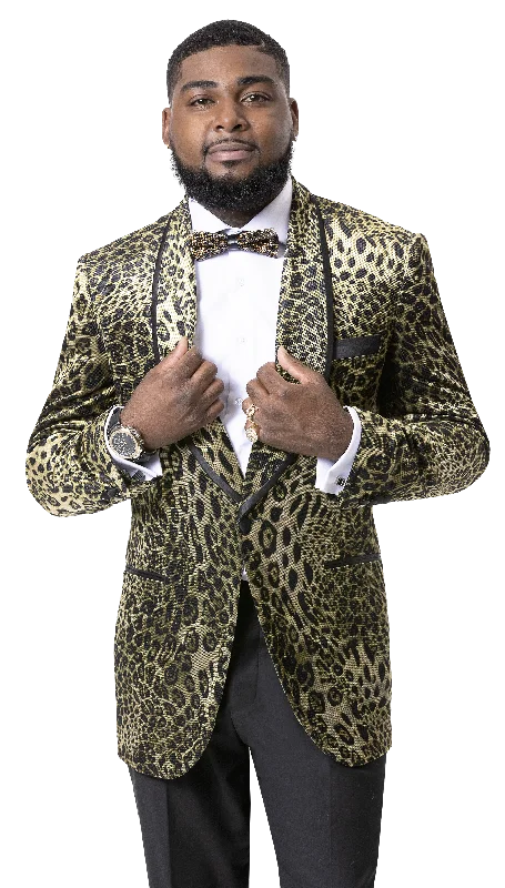 Leopard Print Fashion Blazer-Soprano J125 Refined Men's Hand