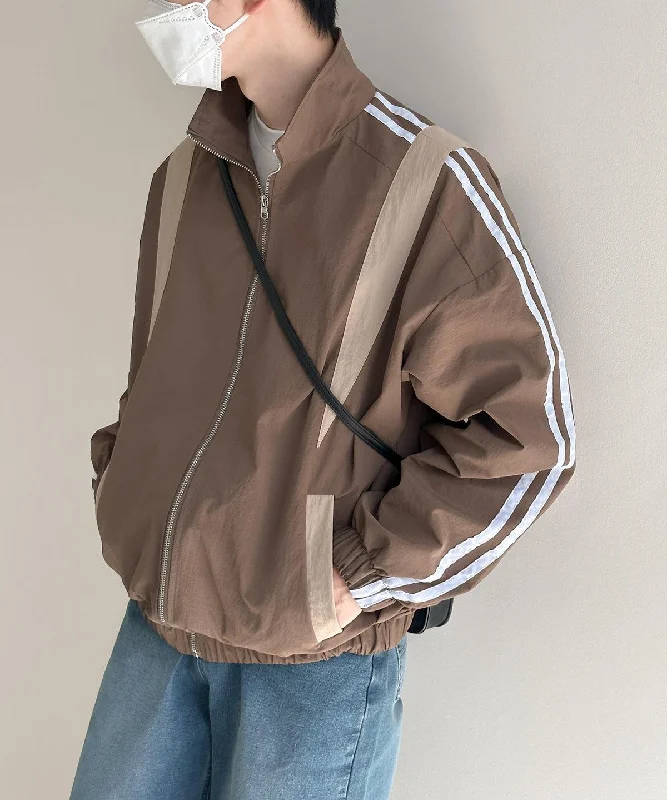 Retro Striped Zip Track Jacket Dynamic Men's High