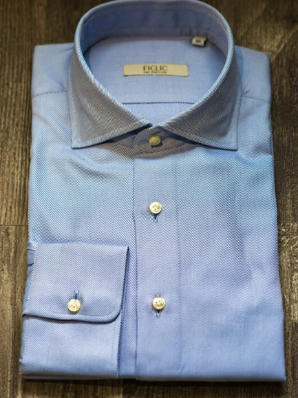 Cotton Twill Dress Shirt - Sky Blue Dynamic Men's Glow