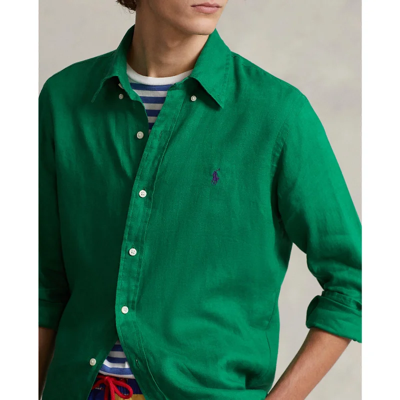 Linen Shirt - Athletic Green Refined Men's Hand