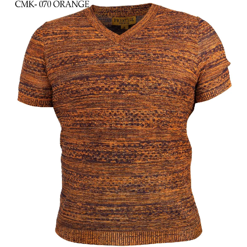 PRESTIGE ORANGE V-NECK KNIT SHIRT Elegant Men's Cashmere