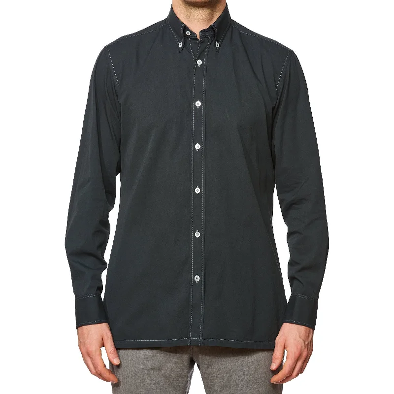 CHARVET Black Cotton Button-Down Shirt EU 40 NEW US 16 Youthful Men's Pop