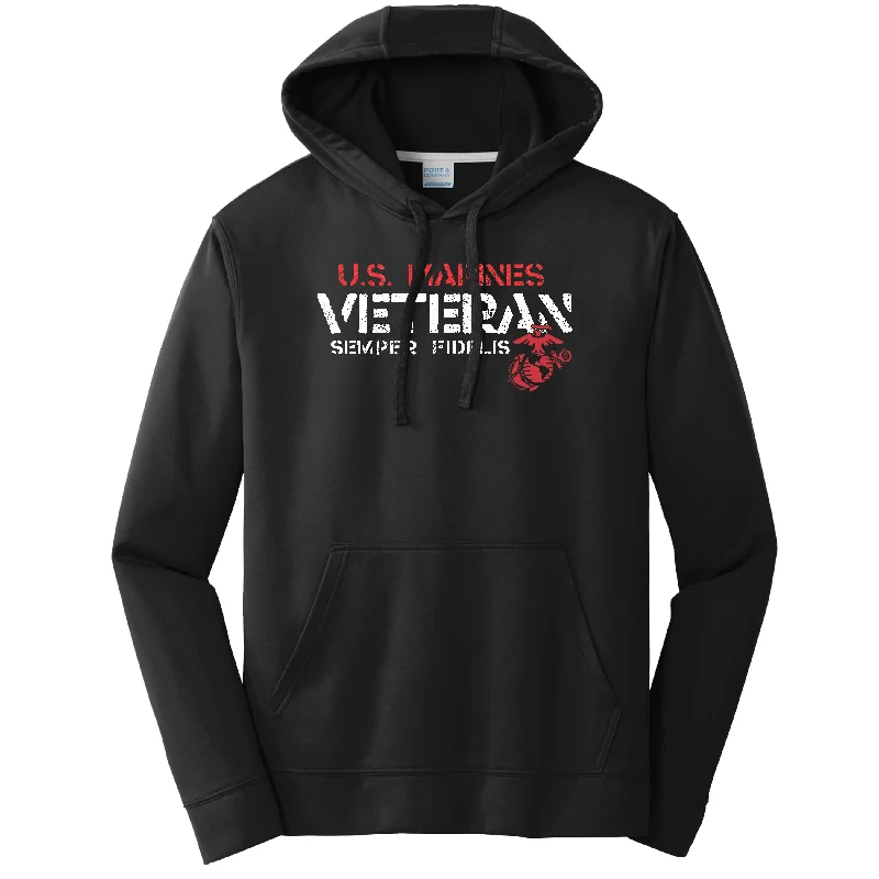 U.S. Marines Veteran Black Performance Hoodie (Captain's Special) Dynamic Men's High