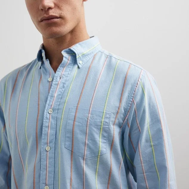 Oxford Shirt - UT Archive Stripe - Capri Blue Earthy Men's Sustainable 