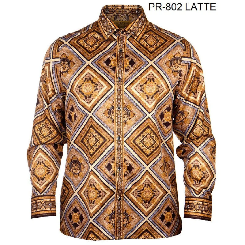 PRESTIGE BUTTON DOWN  LATTE VERSACE INSPIREDSHIRT Monochromatic All