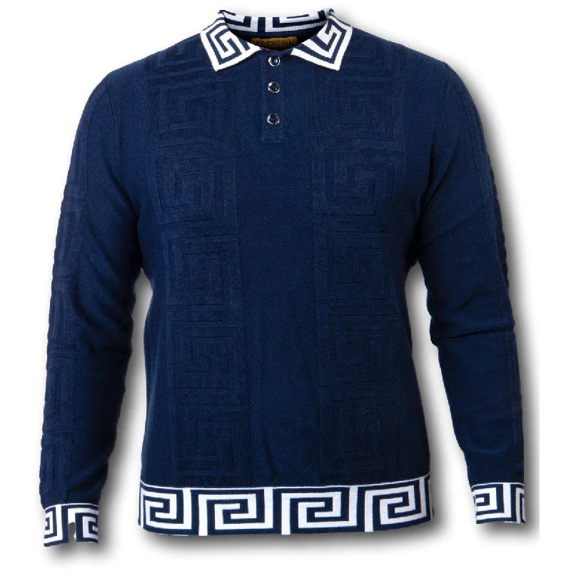 PRESTIGE GREEK KEY NAVY POLO SHIRT Lumberjack