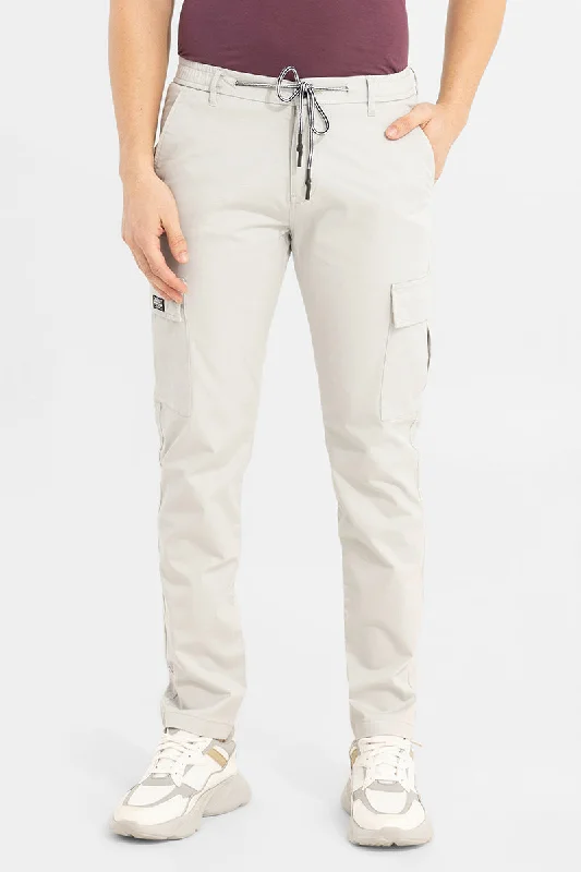 Stark Pastel Light Grey Cargo Pant Tailored