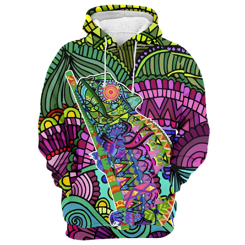 Mandala Chameleon Hoodie Minimalist Men's Casual 