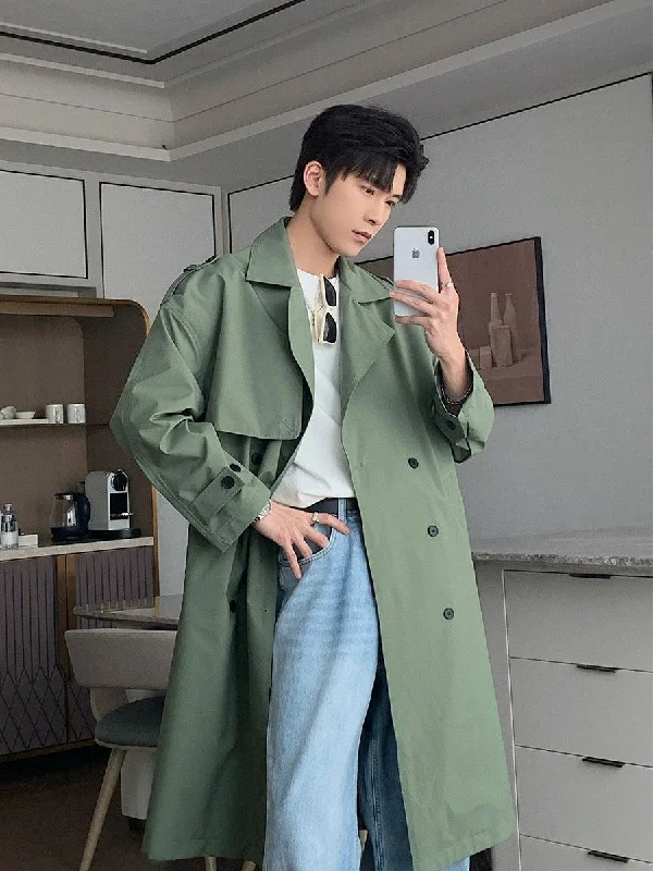 Loose Fit Long Trench Coat Laid