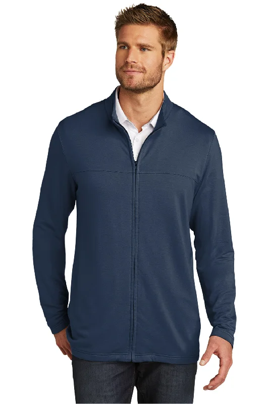 TravisMathew Mens Newport Fleece Full Zip Jacket - Blue Nights Trendy Men's Scandinavian