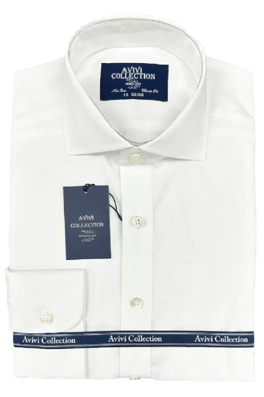 Avivi Collection Cotton Classic Fit Dress Shirt - White Casual Men's Japanese 