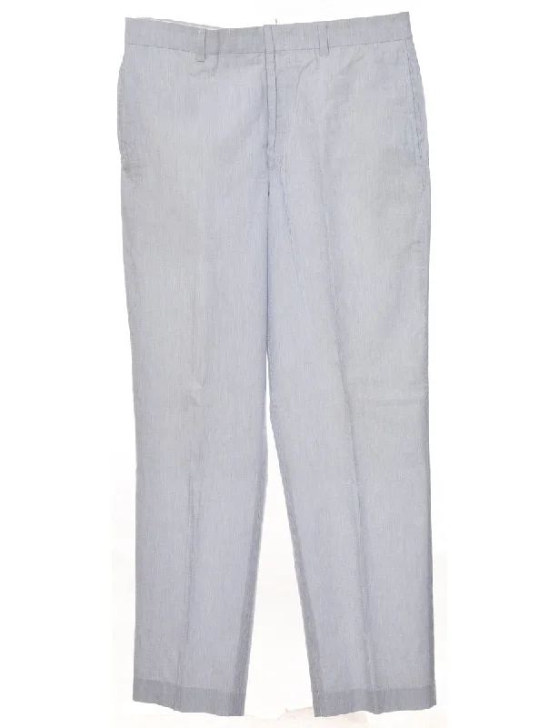 Nautica Pinstriped Light Blue & Off-White Trousers - W36 L32 Artistic Men's Avant