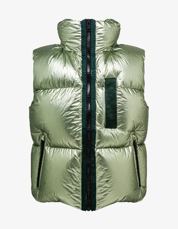 Givenchy Green Laminated Sleeveless Puffer Sophisticated Men's 