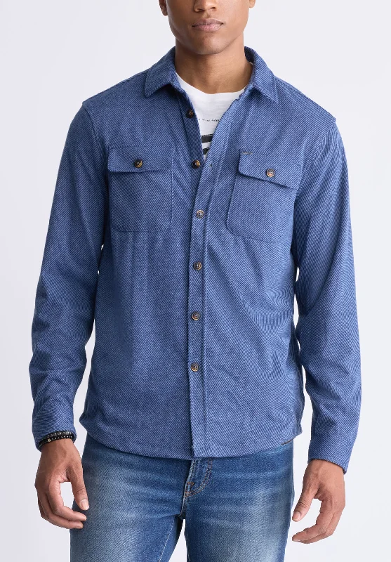 Sigge Men's Blanket Shirt in Blue - BM24307 Sleek Men's Contemporary 