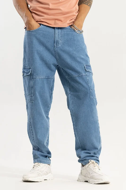 Wizie Blue Baggy Fit Jeans Practical Men's Multi