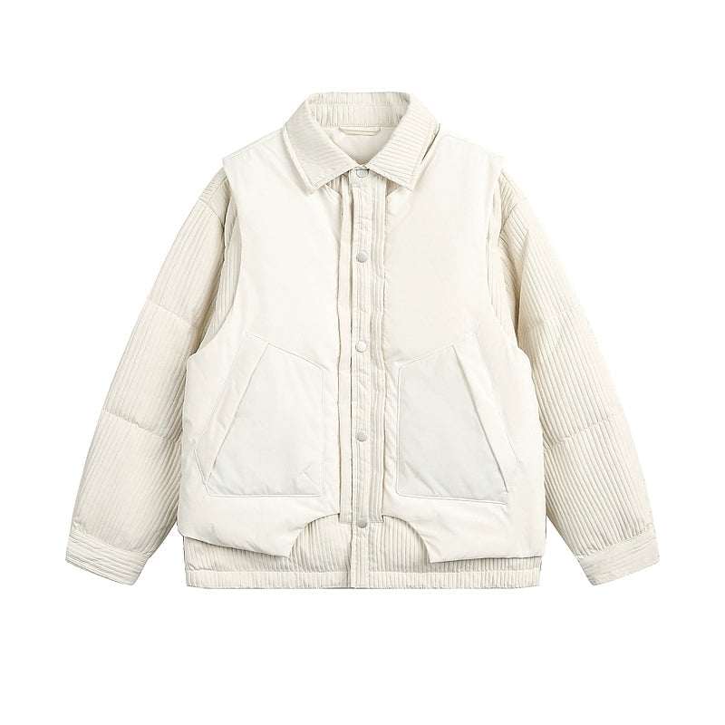 Button Front Cotton Padded Jacket Monochromatic All