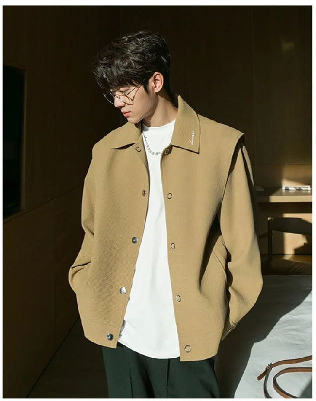 Two-Piece Lapel Button Down Jacket Edgy Men's Punk