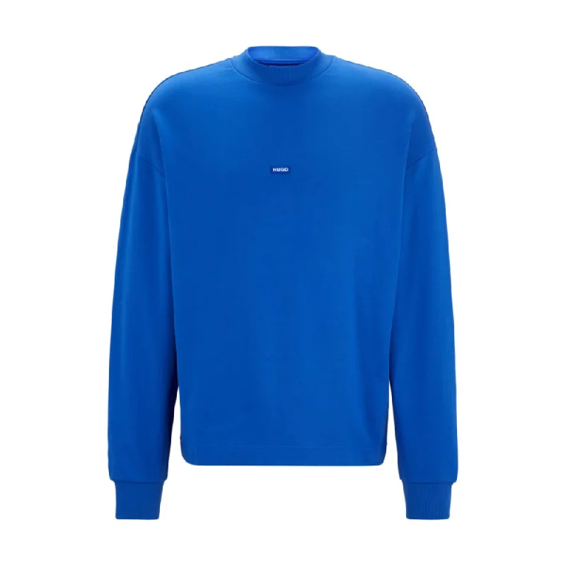 Cotton-terry sweatshirt with blue logo label Earthy Men's Hemp