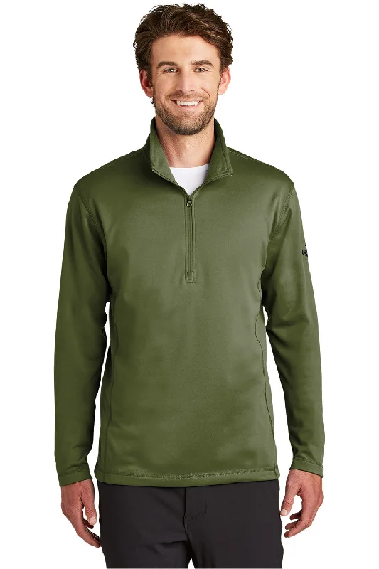 The North Face Mens Tech Pill Resistant Fleece 1/4 Zip Jacket - Burnt Olive Green - Closeout Laid