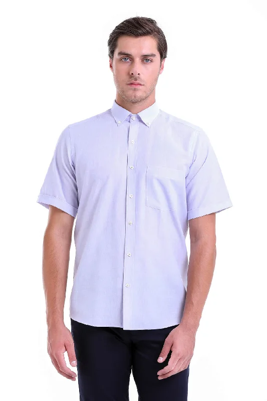 Regular Fit Cotton Blend Lilac Dress Shirt Sporty Men's Tennis