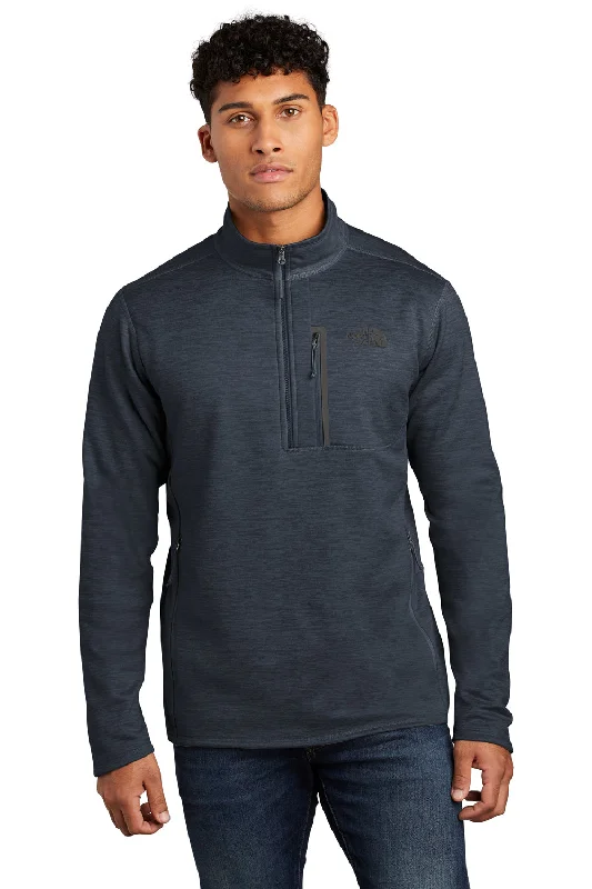 The North Face Mens Skyline Fleece 1/4 Zip Jacket - Heather Urban Navy Blue - Closeout Trendy Men's Bucket