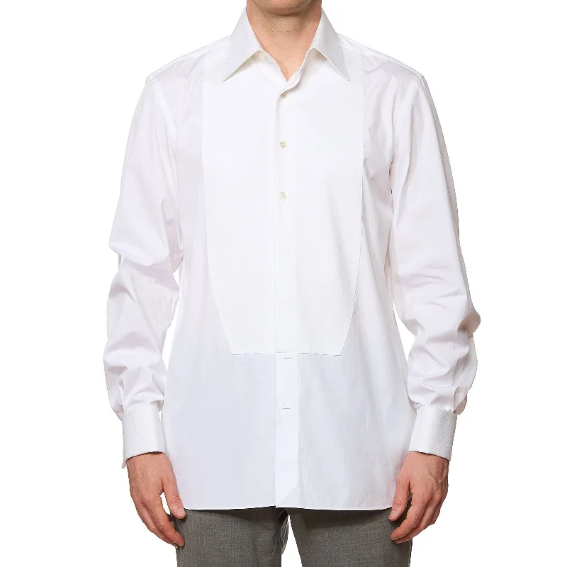 TOM FORD White Cotton French Cuff Tuxedo Formal Shirt EU 41 NEW US 16 Masculine Men's Thick