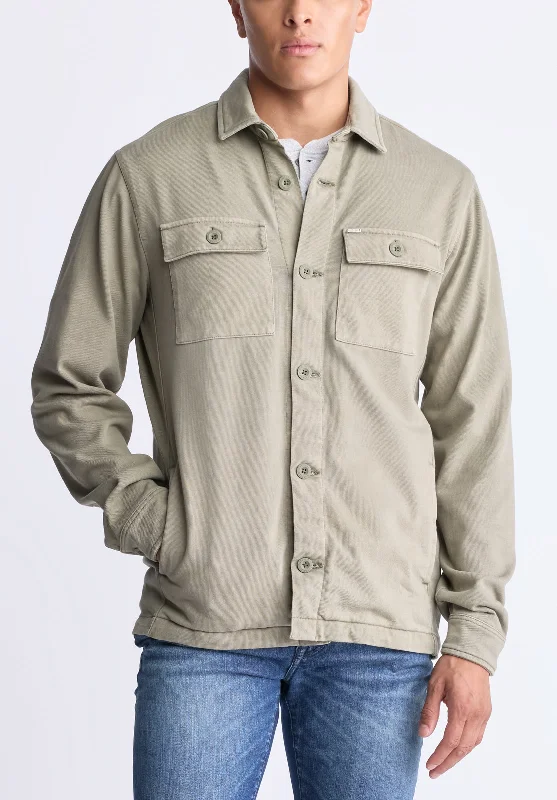 Salto Men's Utility Button-Up Shirt Jacket, Army green - BM24497 Beach