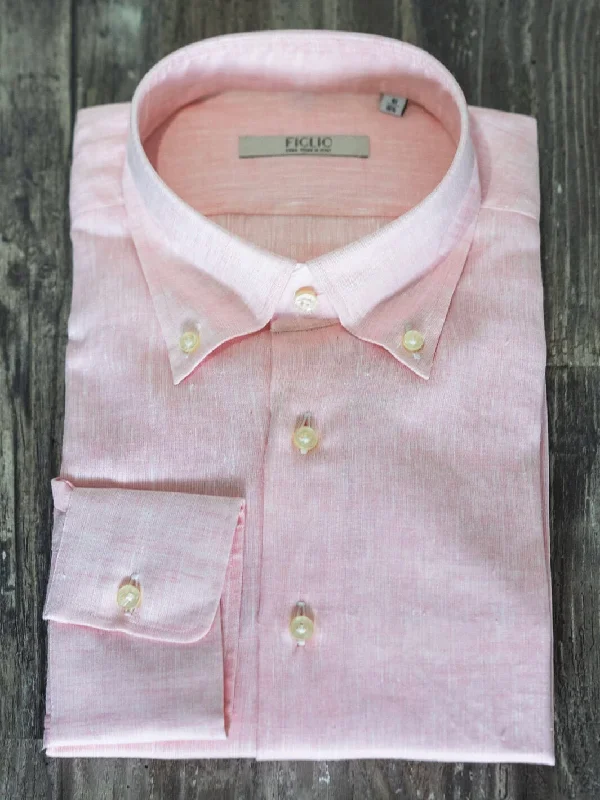 Linen Dress Shirt - Light Pink Sophisticated Men's French