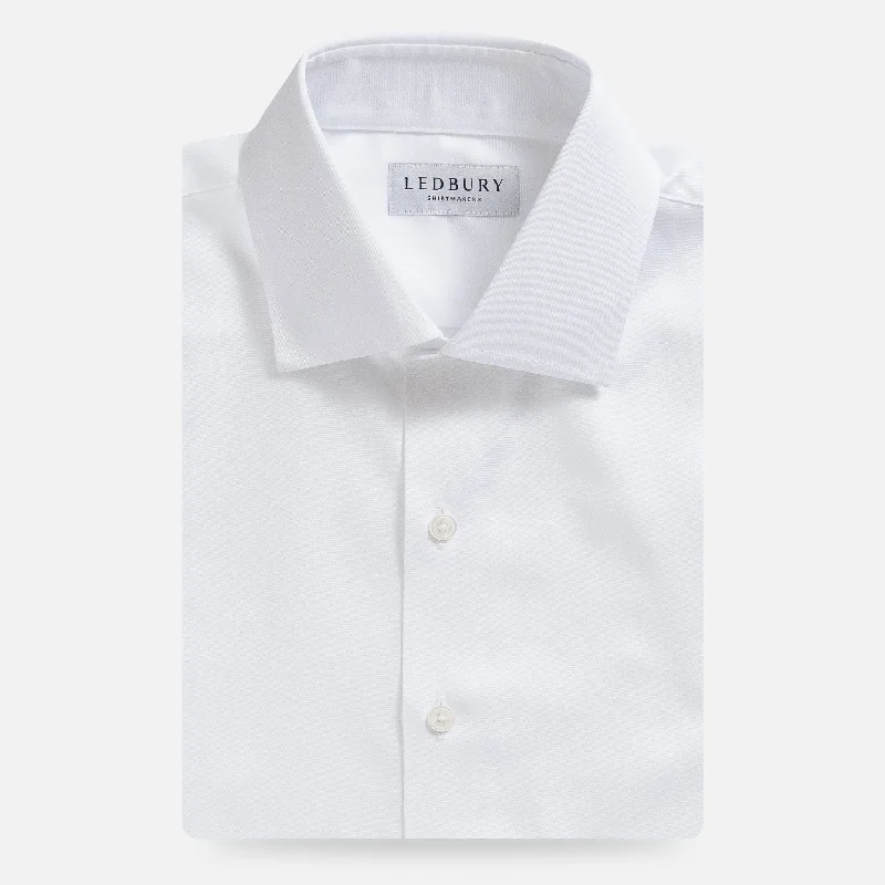 The White Madison Fine Twill with French Placket Custom Shirt Cool Men's Skate