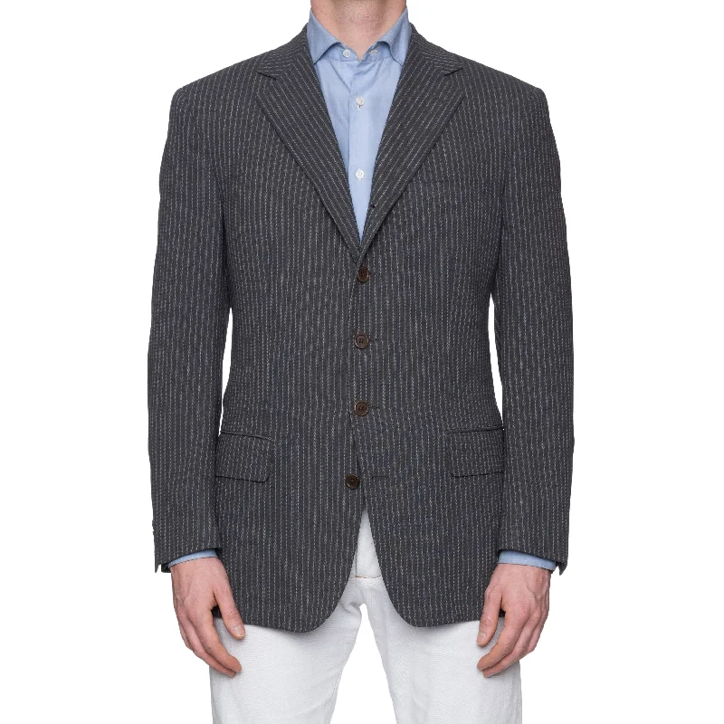 "Fire Relief" SARTORIA CASTANGIA Gray Striped Wool-Cotton 5 Button Jacket EU 50 NEW US 40 Modern Men's Tech