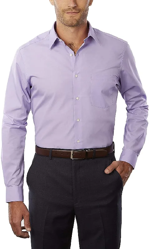 Van Huesen Slim FitFlex Stretch Wrinle Free Dress Shirt-Lavender Traditional Men's Wool